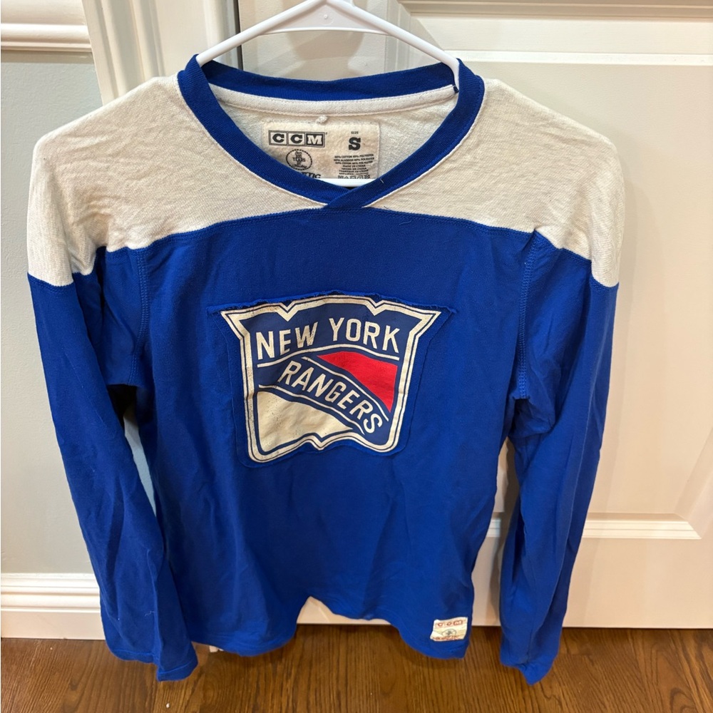 Women’s Blue and White New York Rangers Long Sleeve Shirt